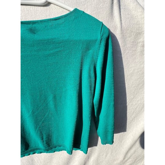 Drapers and diamonds. Petites Women’s Sweater PS green sequence stretch round ne - Picture 8 of 8